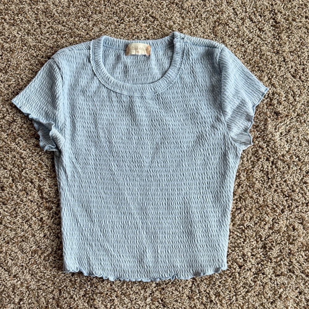 Altar'd State Sky Blue Textured Short Sleeve Top